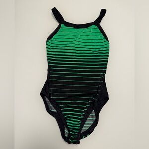 Speedo Women’s Black and Green Striped Swimwear